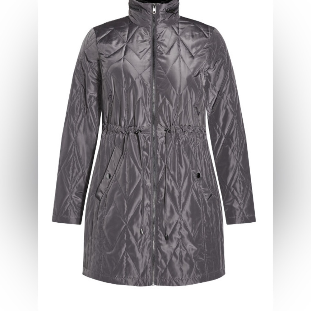 EVANS by Avenue
Faux Fur Collar Padded Coat - grey - Picture 5 of 5
